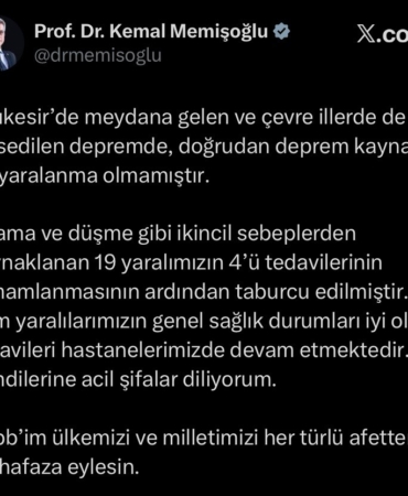 Balıkesir Depreminde Yaralanma Yok, Sağlık Durumu İyi