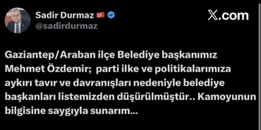 MHP, Araban Belediye Başkanı’nı Liste Dışı Bıraktı!