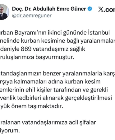 Kurban Bayramı’nda 869 Yaralanma Vakası!