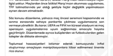 TFF, İstiklal Marşı Uygulamasını Kaldırmadı!